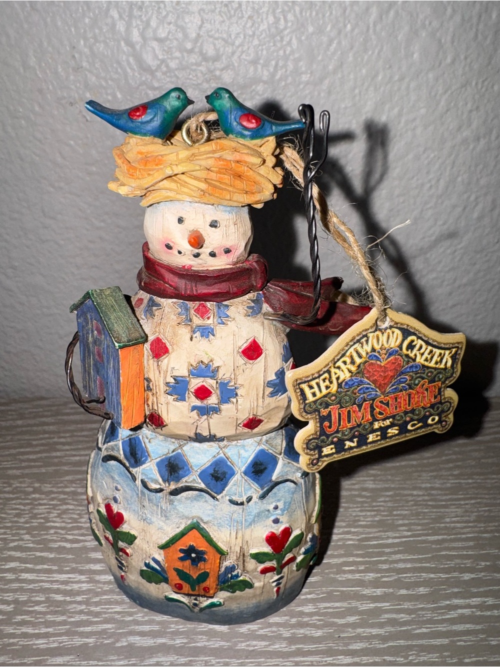 Jim Shore Heartwood Creek Winters Haven Snowman Birdhouse Bird Nest Ornament ‘03